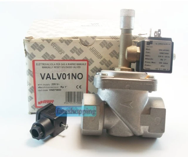 Elettrovalvola per gas a riarmo manuale 1 " NA Normalmente Aperta c/ bobina 220V