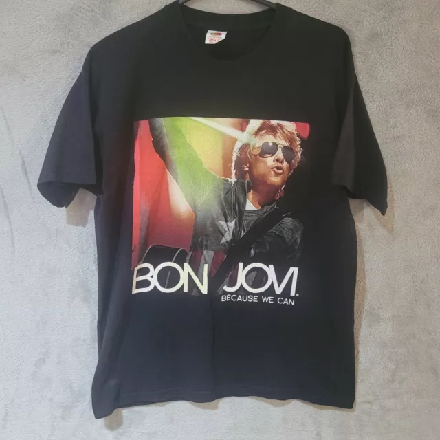 Bon Jovi Because We Can Music 2013 Tour Men’s T-Shirt Large Graphic Print Tee