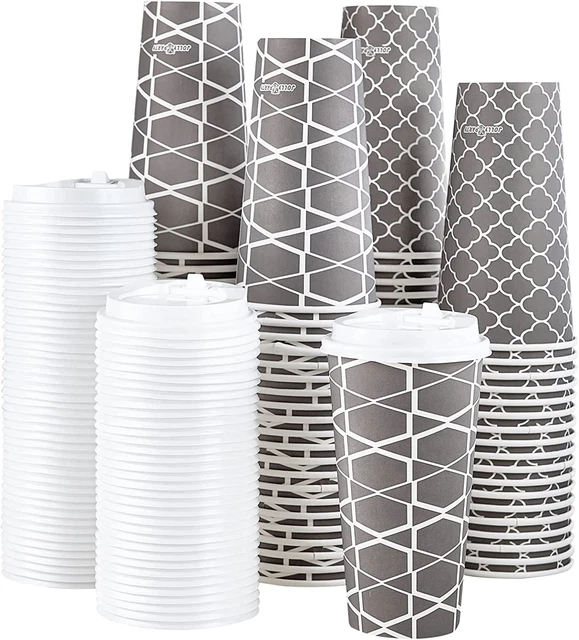 Disposable Coffee Cups with Lids -20 oz 100 SetTo Go Coffee Cups  Paper Coffe...