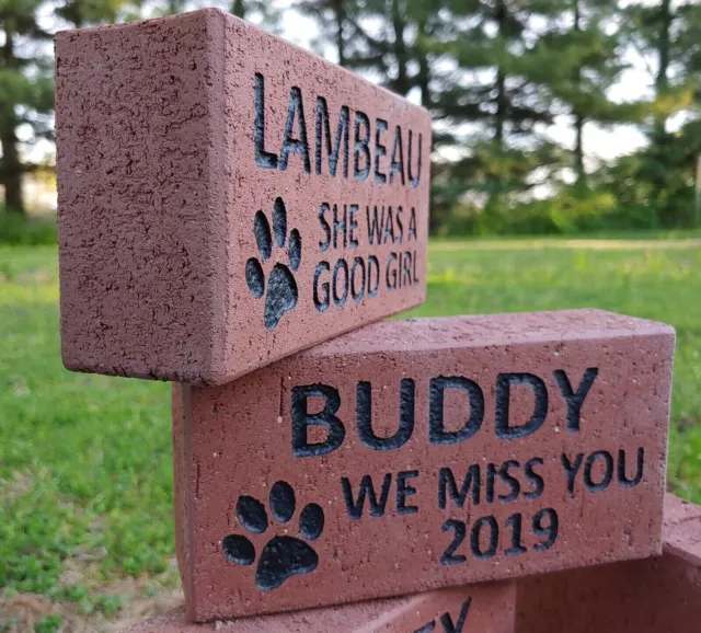 Personalized PET MEMORIAL Head Stone Engraved Custom Dog Cat Paw Brick Memory