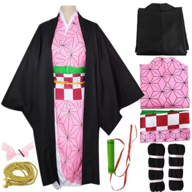 Demon Slayer Nezuko Kamado Cosplay Costume New XS  Full Set Kimono Yellow