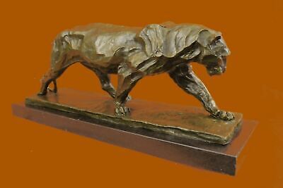 Large Bronze Statue Sculpture Lion Panther Tiger Puma Cougar Big Cat African Art