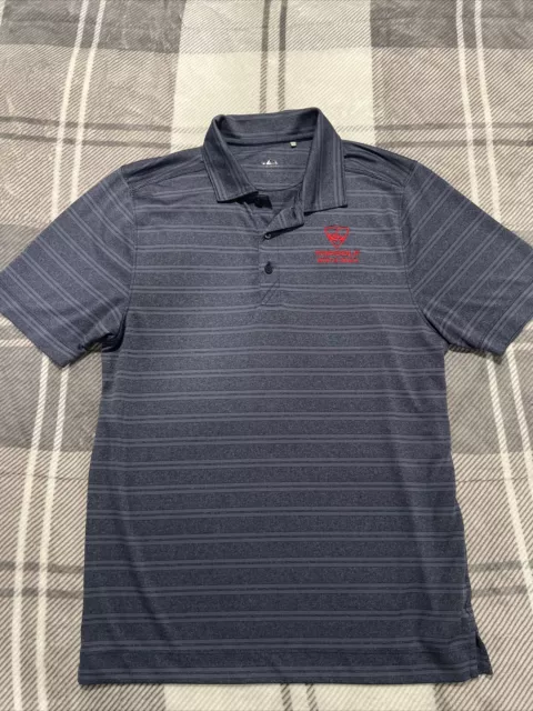 Cutter & Buck Men's Drytec Stripe Polo Shirt Navy Blue Small Topgolf Logo Golf