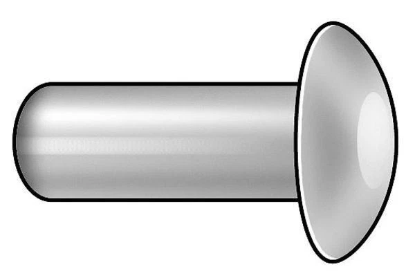 ZORO SELECT Semi-Tubular Rivet, Oval Head, 1/8 in Dia., 1/4 in L, TBC0808-100
