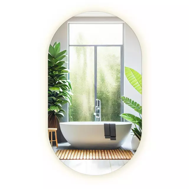 Oval Shape LED Wall Mirror Bathroom Boho Loft Style 3 colours LED 40x70 cm