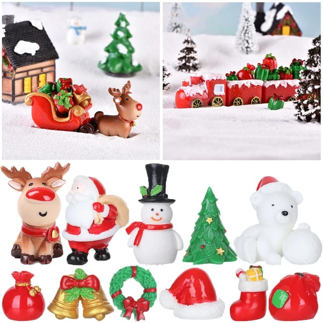 Micro Landscape Santa Claus Christmas Figurines Xmas Tree Miniature Snowman
