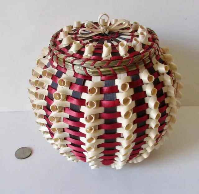 BIG & BOLD  red/black/natural Button Basket : Pam Cunningham: Penobscot