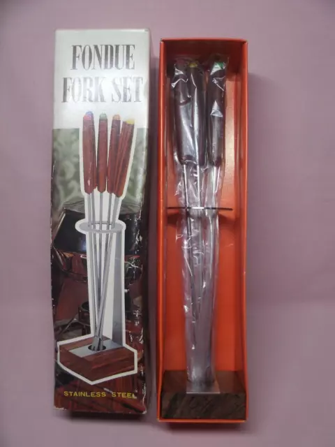 6 Fondue Fork Set Stainless Steel Japan W/ Holder 2