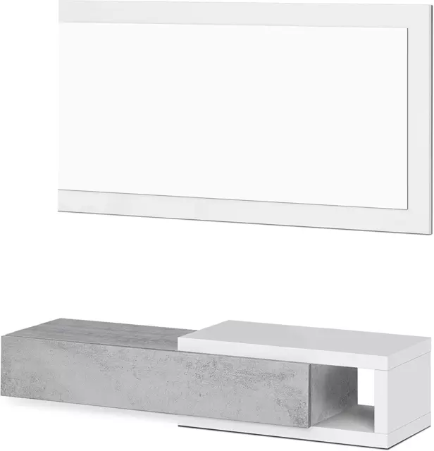 Mobile Ingresso consolle sospeso Con Specchio Bianco / Cemento moderno design