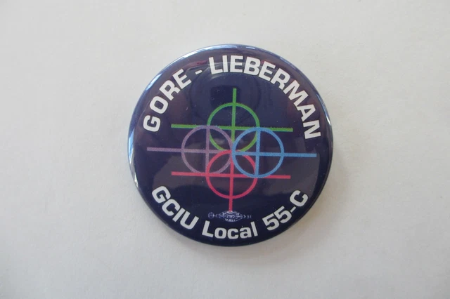 Rare Gore-Lieberman 2000 Political Button-GCIU Local 55-C