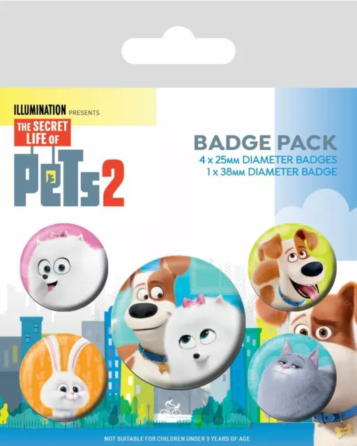 SECRET LIFE OF PETS 2 Badge Pack of 5 Safety Pin Backed Badges