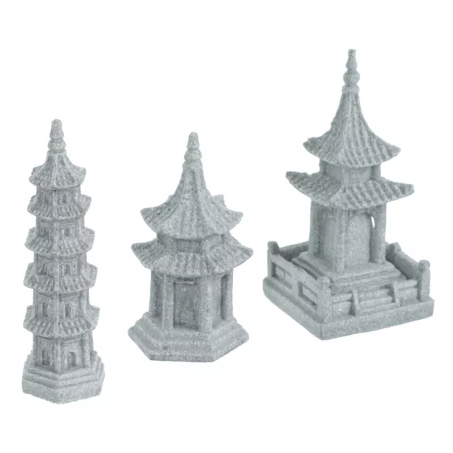 3pcs Pagoda Statue Tower Zen Garden Artistic Decor Collectible Figurine