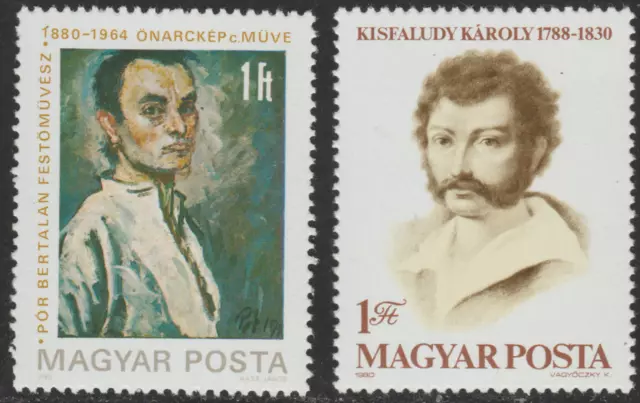 Hungary 1980 SC# 2658, 2668 - Self-portrait - K. Kisfaludy - Poet -M-NH Lot # 38