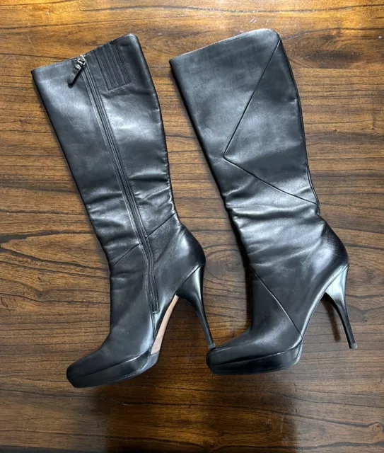 Via Spiga Heel Sexy Black Leather Boots 7.5