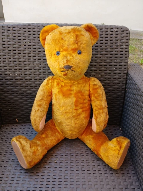ANCIEN OURS EN PELUCHE vers 1920, JOUET ANCIEN usé, taché mais très mignon! EUR 135,00 - FR