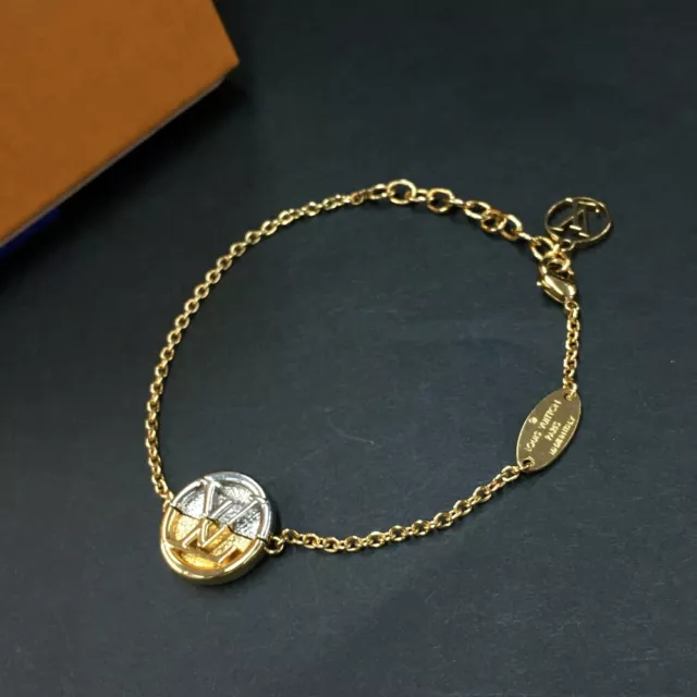 Louis Vuitton Brasle L to V Gold Tone Bracelet/4X1184