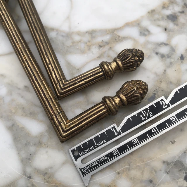 Vintage PAIR French Antique Brass Drapery Curtain Holdback Towel Hook Victorian 12