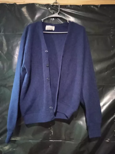 Arnold Palmer Robert Bruce Blue Men's Cardigan Sweater Sz M Wool Alpaca Button