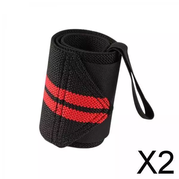 2X Wrist Wraps Weightlifting Women Unisex For Weight Bearing Strain Workout Red