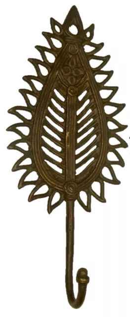 Leaf Shape Handmade Vintage Style Brass Towel Key Cloth Wall Hanger Hook BA2253