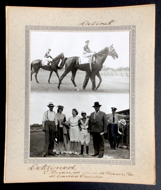 VINTAGE HORSE RACING Photograph Detroit Detained Jockey C Dixon 14.99