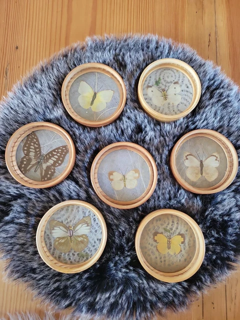 Panier Vintage Avec 6 Dessous De Verre Papillon - Bambou Et Osier