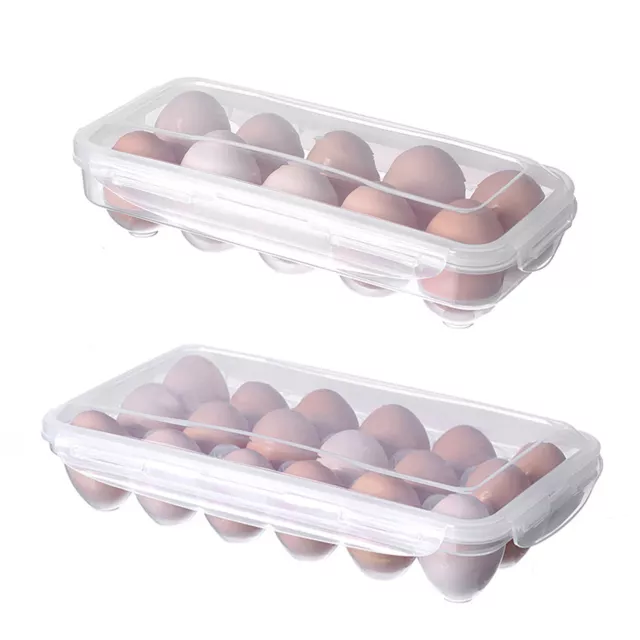 Egg Storage Container & Lid Refrigerator Holder Carton Fresh Eggs Tray Organizer