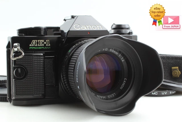 MINT W/HOOD] CANON AE-1 Program SLR Film Camera New FD NFD 50mm f1