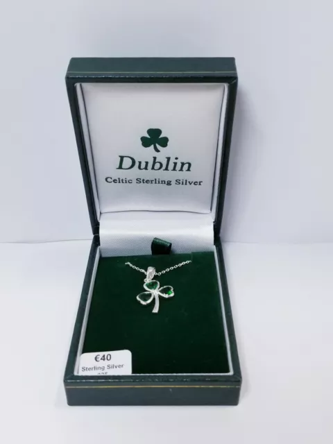 Dublin Celtic Sterling Silver Four Leaf Clover Necklace