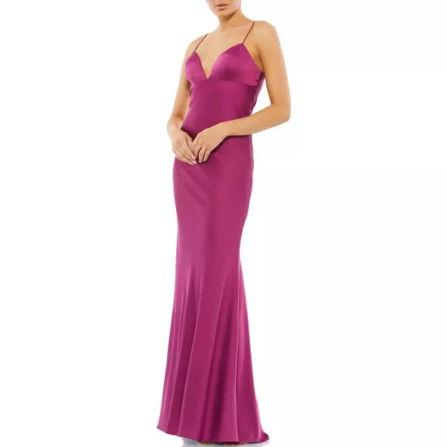 MAC DUGGAL WOMENS Purple Satin Long Formal Evening Dress Gown 10 BHFO ...