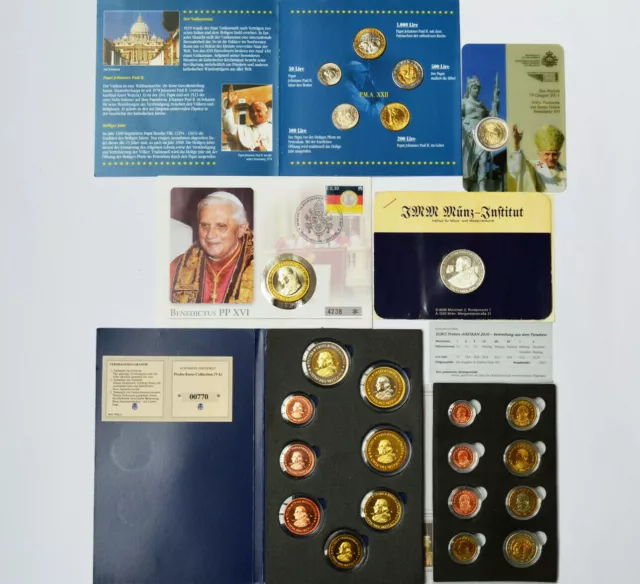 Sammlung Konvolut 24 Medaillen und Münzen Vatikan 1980 - 2011 u.a. Europroben
