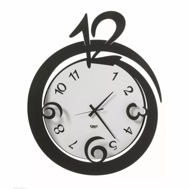 Arti e Mestieri Orologio da parete moderno Svirgola nero bianco