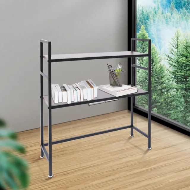 2 Tier Bookcase Storage Shelf Book Display Wood Shelf Sturdy And Durable HOT