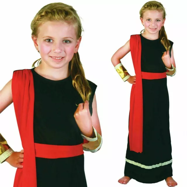 Girls Greek Goddess Kids Costume Roman Toga Outfit  Child Fancy Dress 3-5 yrs