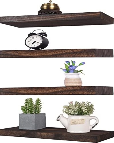 New Rustic Wood Floating Shelves for Wall Decor Farmhouse Wooden Wall Shelf...