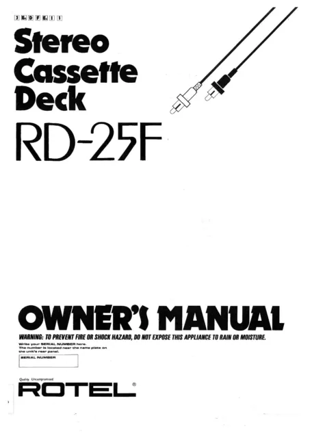 Bedienungsanleitung-Operating Instructions pour Rotel RD-25F