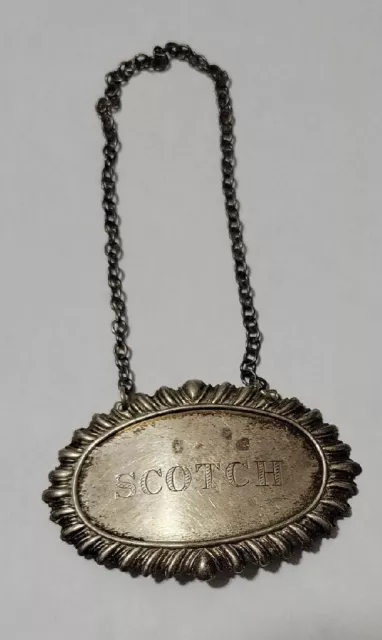 Gadroon by Unknown Sterling Silver Liquor Label tag "Scotch" #352 2 1/4"  12g