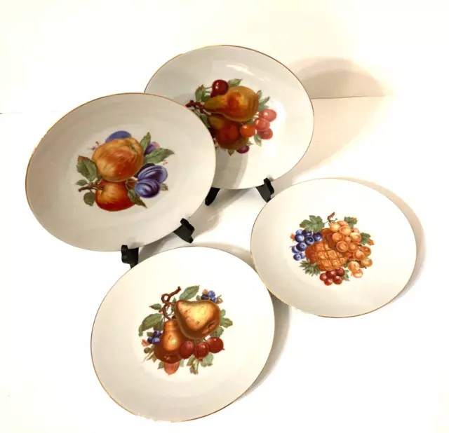 Set of Four Vintage Bareuther Waldsassen Bavaria-Germany 7.75” Fruit Plates