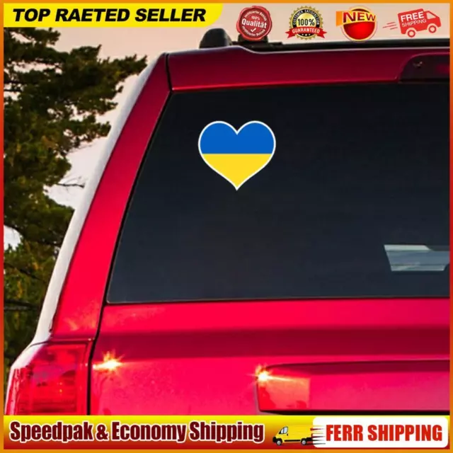 Heart Shape Ukrainian Flag Car Stickers Ukraine Auto Window Decal (1pc)