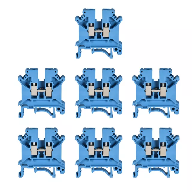 DIN Rail Terminal Block UK5N 800V 41A Screw Type Connector 0.2-4mm2 Blue 7 Pcs