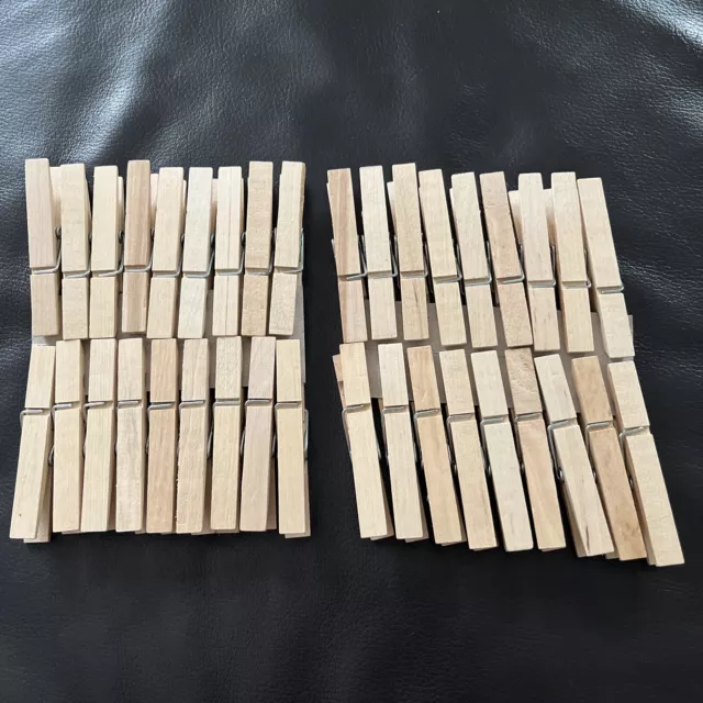 Set Of 36 Wooden Clothes Pegs