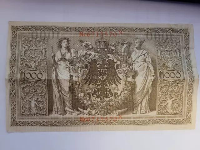 1910 Germany Reichsbanknote 1000 Mark  Deutsches Reich - Red Seal - Banknote 2