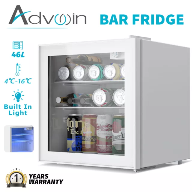 Advwin Bar Fridge Glass Door Mini Counter Top Fridges Bottle Beverage Cooler