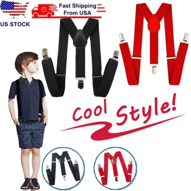 Suspenders for Boy & Girl Strong Metal Clips Adjustable Design Elastic Suspender