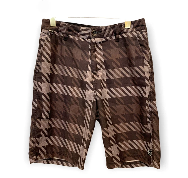 FOX Hydro Series Board Shorts Mens 30 X 10 Gray Plaid Swim Trunks Jams Small
