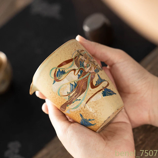 Dunhuang Feitian Retro Ceramic Justice Cup Kung Fu Tea Set Accessories Household