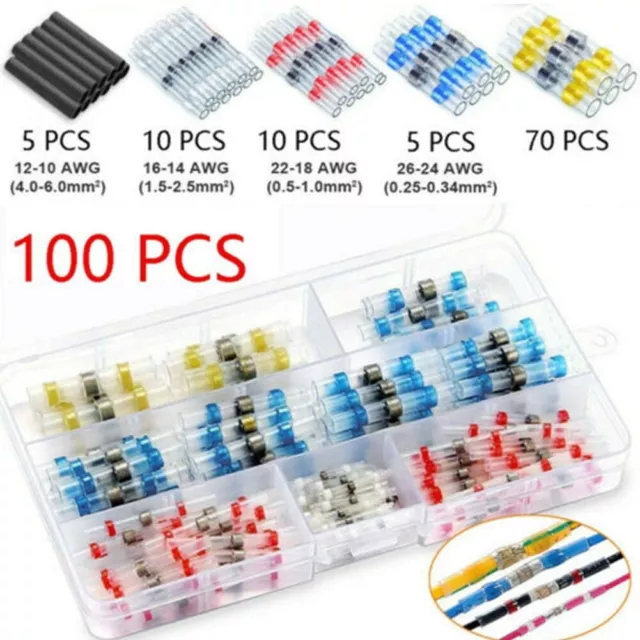 100Pc Solder Seal Wire Connector Terminal Heat Shrink Tube For Wire Connection