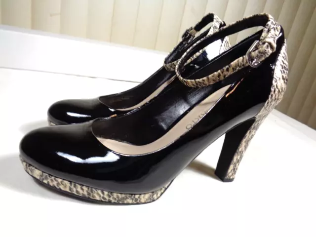 Franco Sarto L-breeze black patten/snake trim pumps high Heels women's Size 7M