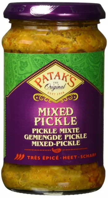 Pataks Mixed Pickle 5x 283g in scatola alimenti NUOVO MHD/11/23