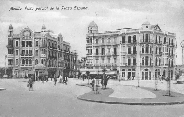 CPA MAROC MELILLA VISTA PARCIAL DE LA PLAZA ESPANA (cliché rare